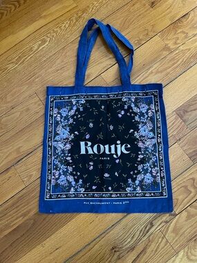 Rouje Paris Navy and Black Floral Canvas Tote